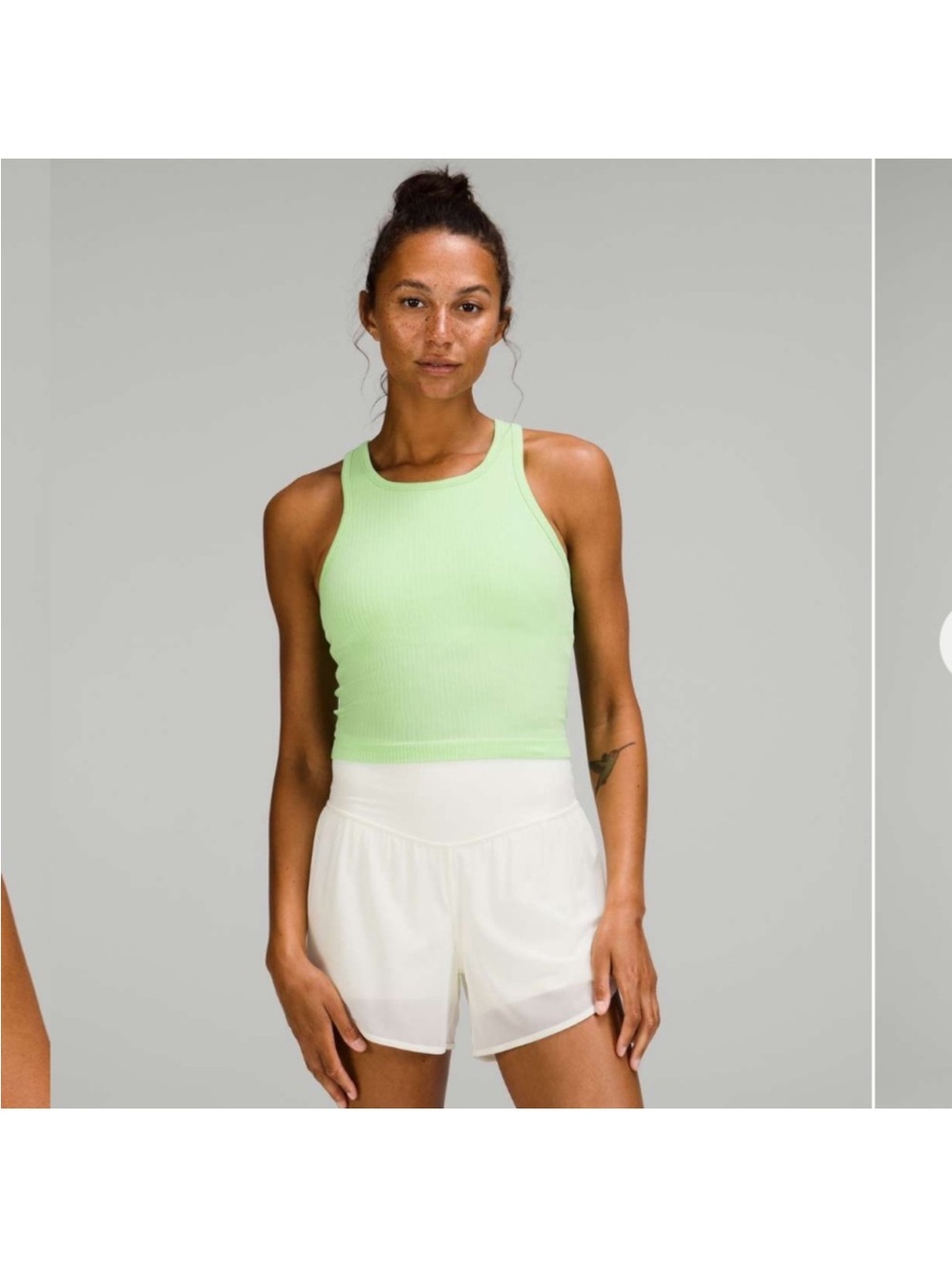 lululemon Ebb to street screaming Green Ribbed Crop